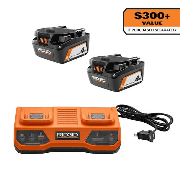 18V Dual Port Simultaneous Charger with 18V 4.0 Ah Lithium-Ion Battery (2-Pack) Special Buy