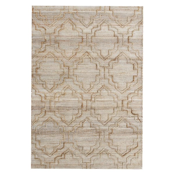 Unbranded Mauri Natural 7 ft. 9 in. x 9 ft. 9 in. Trellis Modern Jute Blend Area Rug