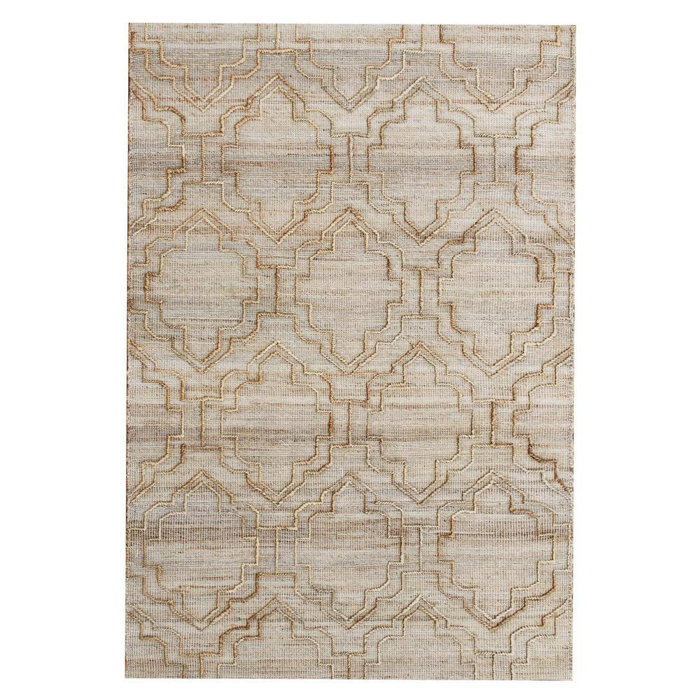 LR Home Mauri Natural 7 ft. 9 in. x 9 ft. 9 in. Trellis Modern Jute