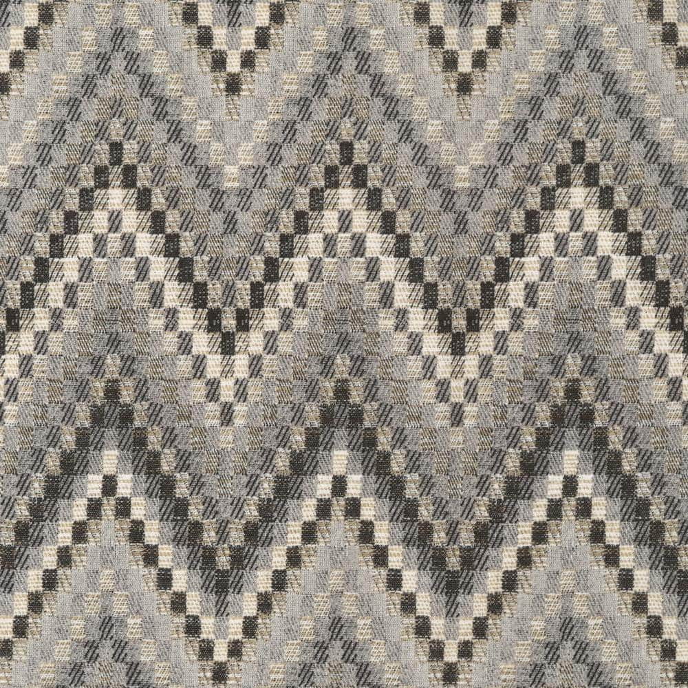 Charcoal Chevron Polyester Rod Pocket Tier Curtains and Valance Set