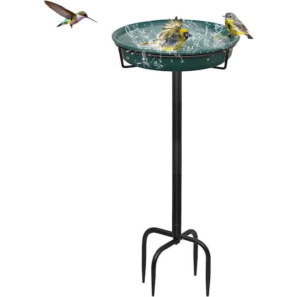 Unbranded 35. 5In Freestanding Birdbaths Bowl with Metal Stake Detachable Spa Birdfeeder 4 Spiky Feet Green Outdoor