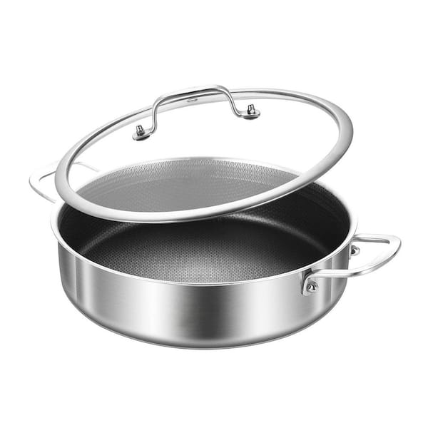 3 qt. Tri-Ply Stainless Steel 10 in. Nonstick Saute Pan with Lid, Induction, Dishwasher, Oven Safe