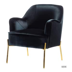 Nora Modern Black Velvet Accent Chair with Gold Metal Legs