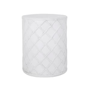 18.25 in. H Antique White Concrete Modern Outdoor Patio Side Table for Outdoors, Garden, Lawn, Backyard