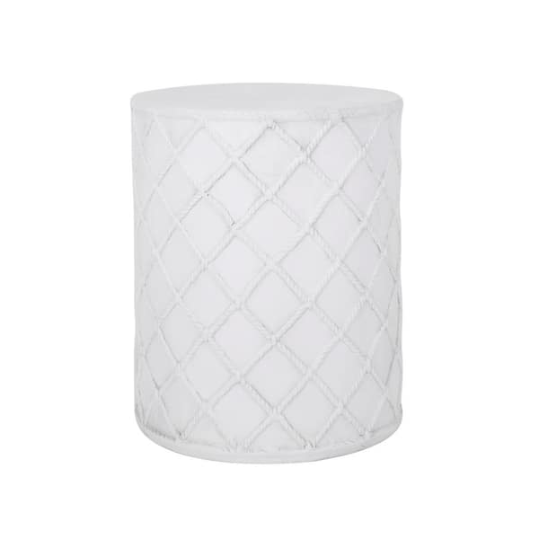 Zeus & Ruta 18.25 in. H Antique White Concrete Modern Outdoor Patio Side Table for Outdoors, Garden, Lawn, Backyard