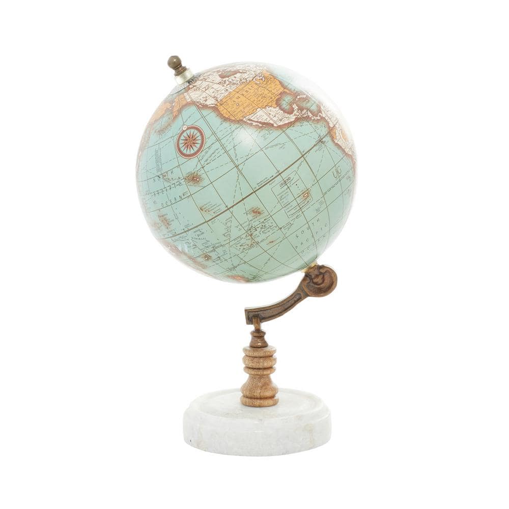 Teal Abstract Marble Base 14" Decorative Globe