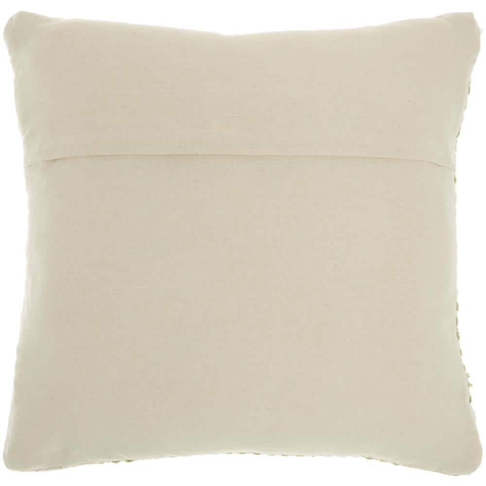 Sage Green and Ivory Woven Cotton Throw Pillow Set, 20" Square