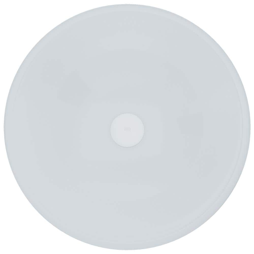 Elegant Frosted White 16.5" Tempered Glass Circular Vessel Sink