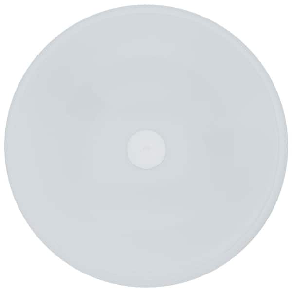 Giovanni Frosted White Glass 17 in. L x 17 in. W x 6 in. H Round Vessel Bathroom Sink
