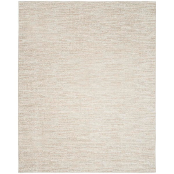 Essentials 12 ft. x 15 ft. Ivory Beige Solid Contemporary Indoor/Outdoor Patio Area Rug
