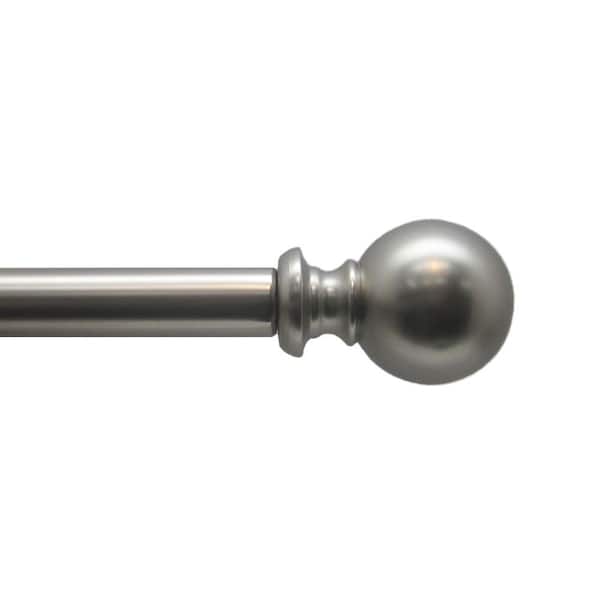 Home Decorators Collection 72 in. - 144 in. 1 in. Classic Ball Single Rod Set in Soft Nickel