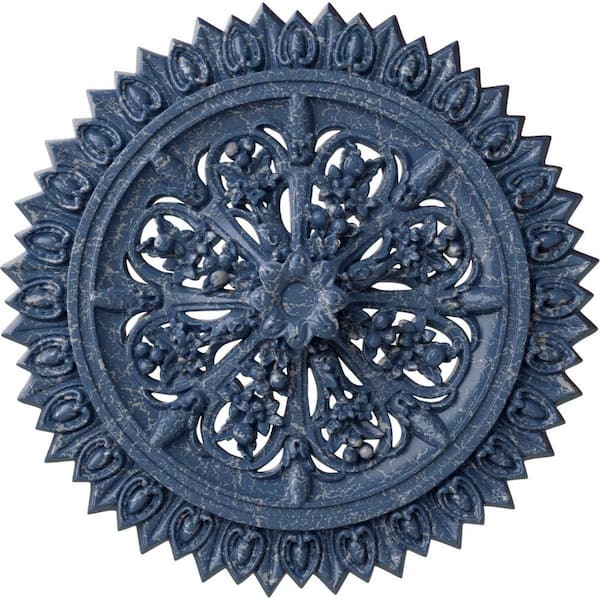 Ekena Millwork 3-1/4 in. x 24-3/4 in. x 24-3/4 in. Polyurethane Lariah Ceiling Medallion, Americana Crackle