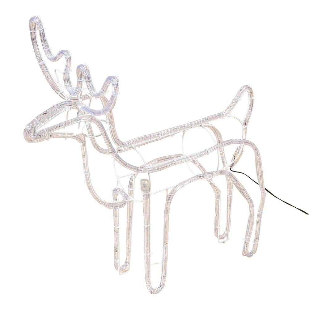 Home 25 in. 1-Light LED White Rope Light Standing Reindeer Indoor/Outdoor Christmas Display WHHD649 - The Depot