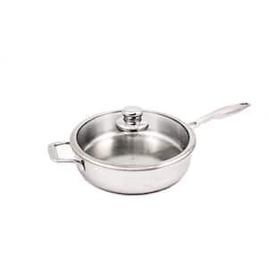 Stainless Steel 11 in. (4.2 Qt) Saute Pan Premium Clad Induction Includes Lid
