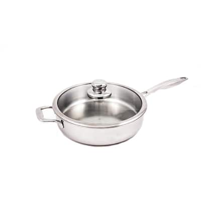 Premium Clad 4.2 qt. Stainless Steel Saute Pan with Glass Lid