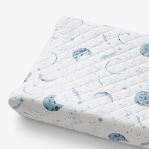 Company Kids Night Sky Quilted Blue Multi Organic Cotton Percale Bedroom Linen Changing Pad Cover