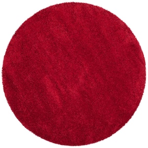 Milan Shag 5 ft. x 5 ft. Red Round Solid Area Rug