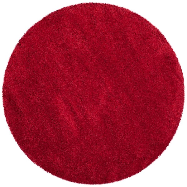 SAFAVIEH Milan Shag 5 ft. x 5 ft. Red Round Solid Area Rug