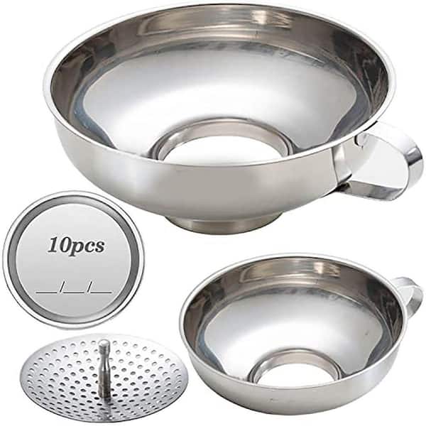 Stainless Steel Canning Funnel Set Food Grade Kitchen Wide Mouth Funnel Kit With Strainer For Jars Set of 3
