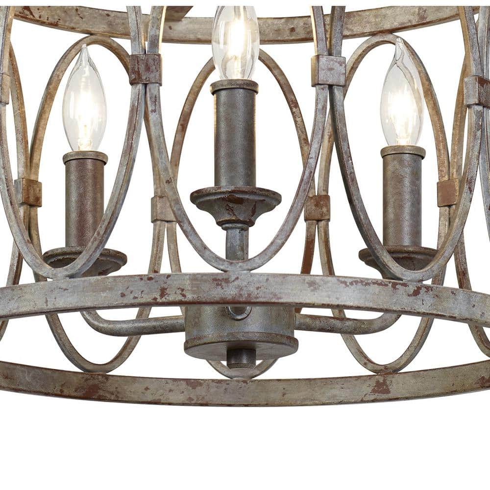 Patrice Deep Abyss Bronze Glass Drum Semi-Flush Mount