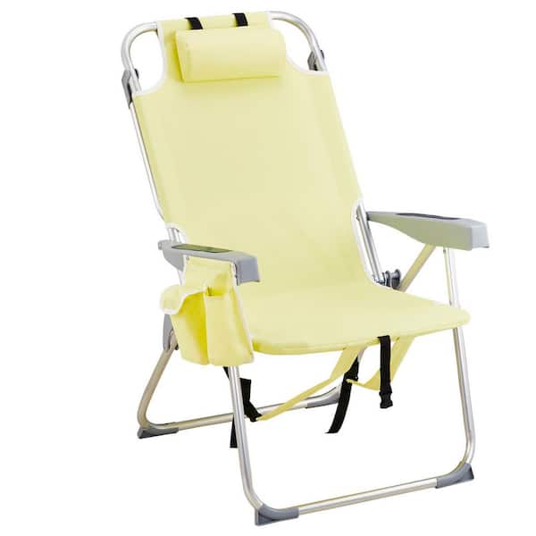 Light Yellow Aluminum Folding Backpack Beach Chair