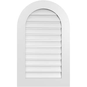 22 in. x 36 in. Round Top White PVC Paintable Gable Louver Vent Functional