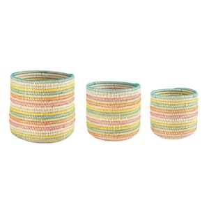 Grass Handwoven Decorative Baskets (Set of 3)