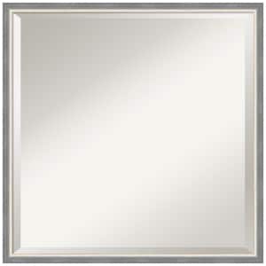Theo Grey Narrow 21.25 in. x 21.25 in. Beveled Modern Square Wood Framed Wall Mirror in Gray