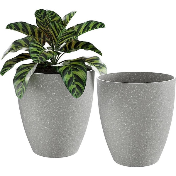 ITOPFOX Modern 15 in. L x 10 in. W x 10 in. H Sandy Ceramic Round Indoor/Outdoor Planter (2-Pack)