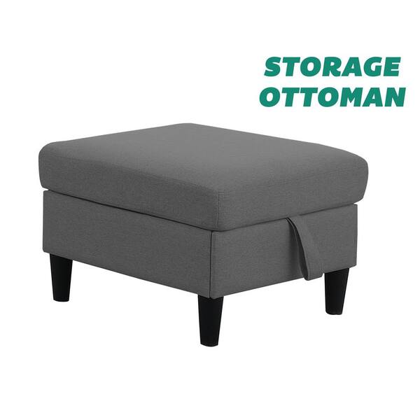 Black Polyester Ottoman Chaise Lounge for Small Space with Pillow OSB4040 -  The Home Depot