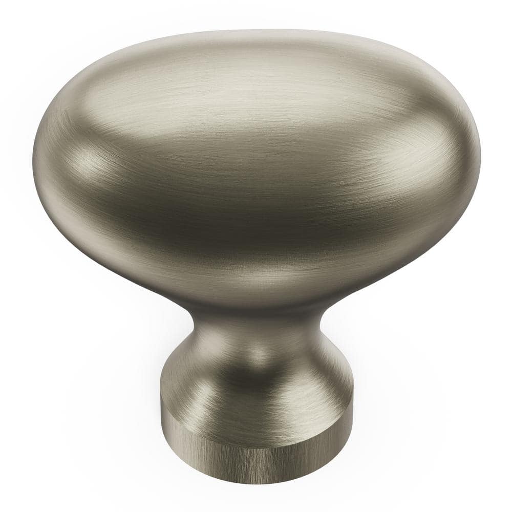 Satin Nickel Oval Cabinet Knob with Mounting Hardware