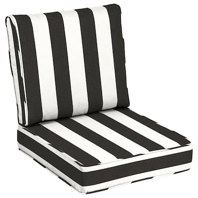 Striped Black Lounge Chair Cushions, Black And White Striped Patio Seat Cushions