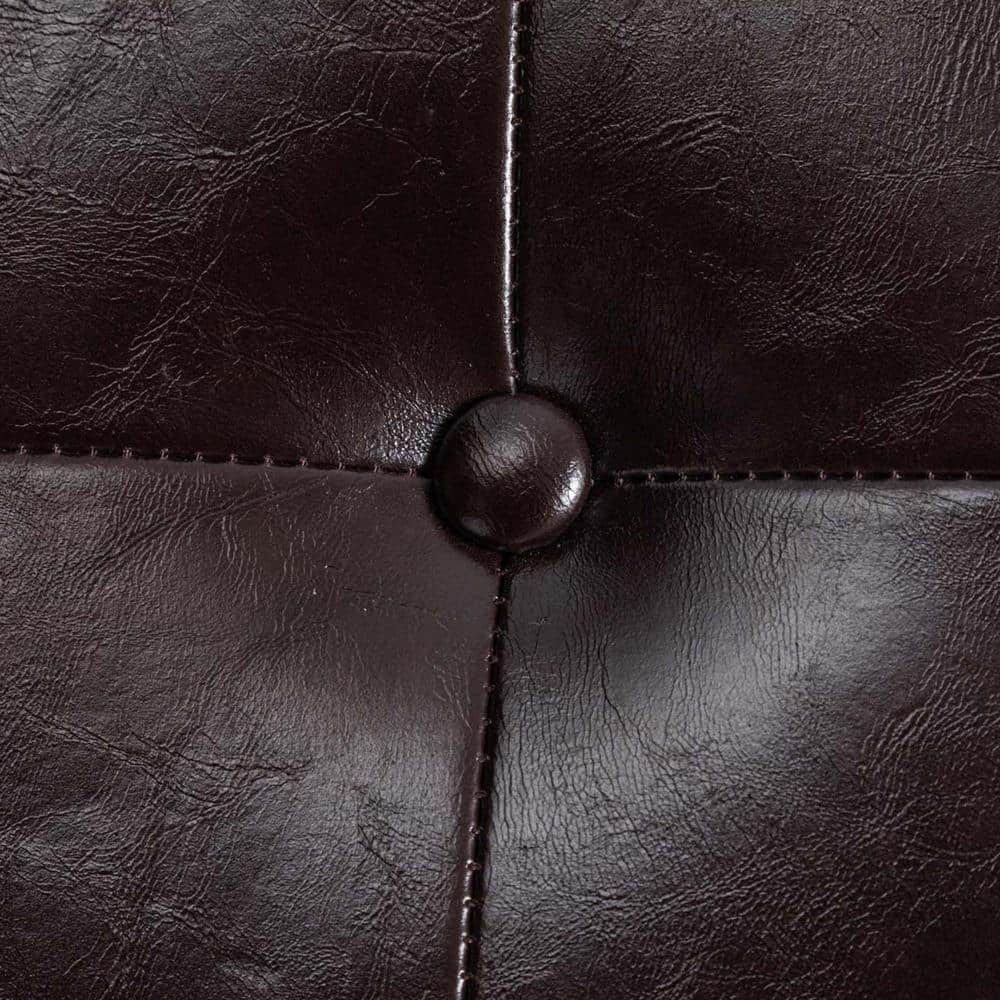 Espresso Faux Leather Accent Chair with Button-Tufted Backrest