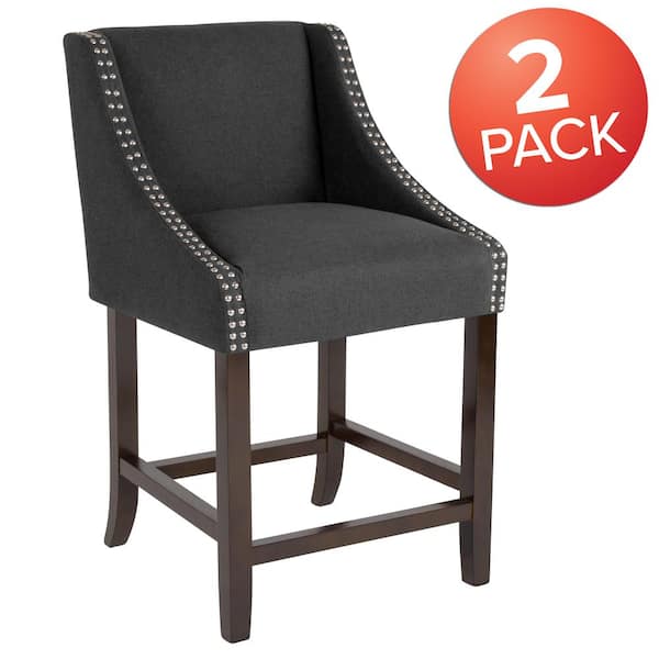 Carnegy Avenue 24 in Charcoal Fabric Bar Stool (Set of 2)