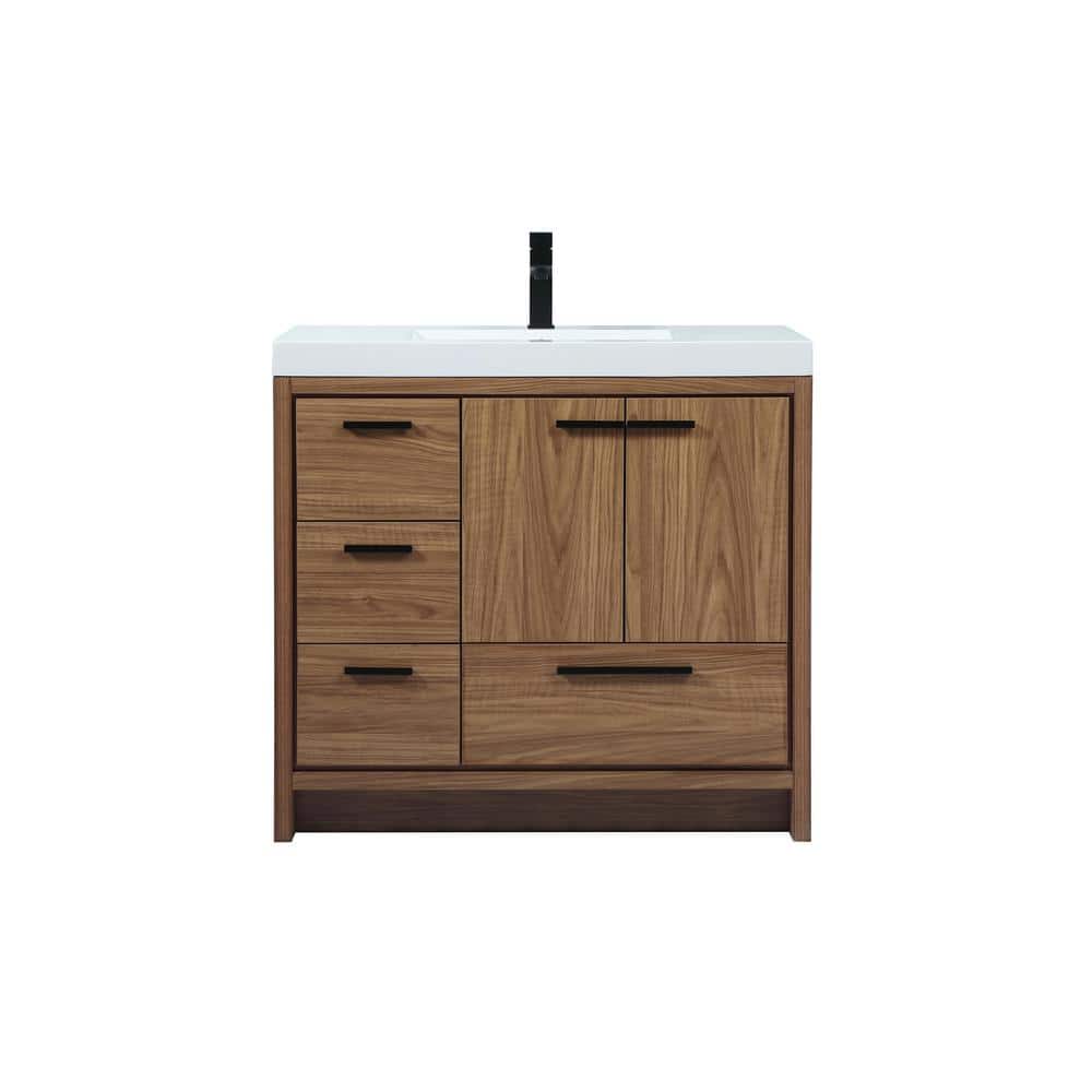 Timeless Home 36 in. W x 22 in. D x 34 in. H Bath Vanity in Walnut Brown wi
