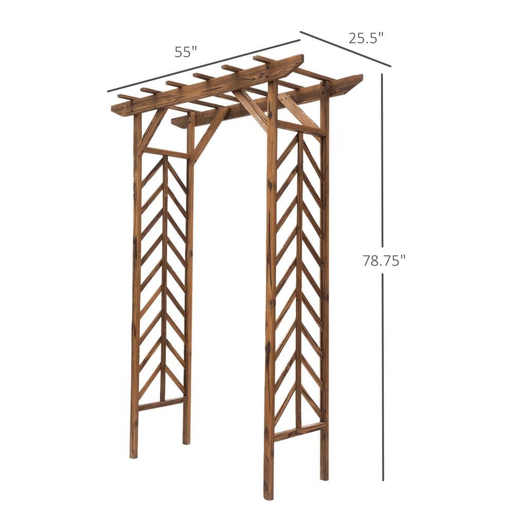 Natural Fir Wood Garden Arbor Arch Trellis with Pergola Roof
