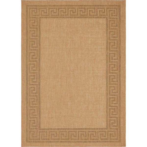 Unique Loom Outdoor Greek Key Light Brown 8' 0 x 11' 4 Area Rug