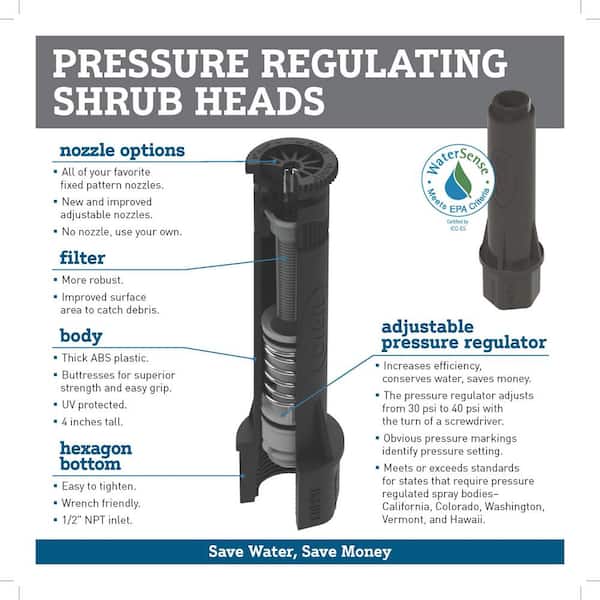 8 ft. Adjustable Pattern Pressure Regulated Pop-Up Shrub Head Irrigation Sprinkler