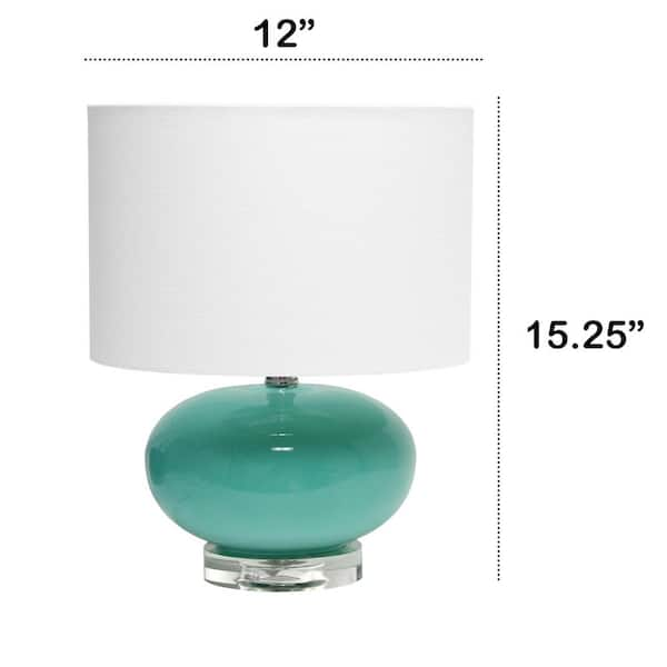 Minimalist Teal Bedside Lamp with Square Fabric Shade