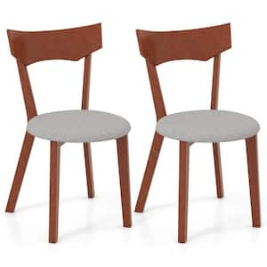 Walnut Fabric Armless Dining Chair Set of 2 with Rubber Wood Legs Padded Seat Cushion