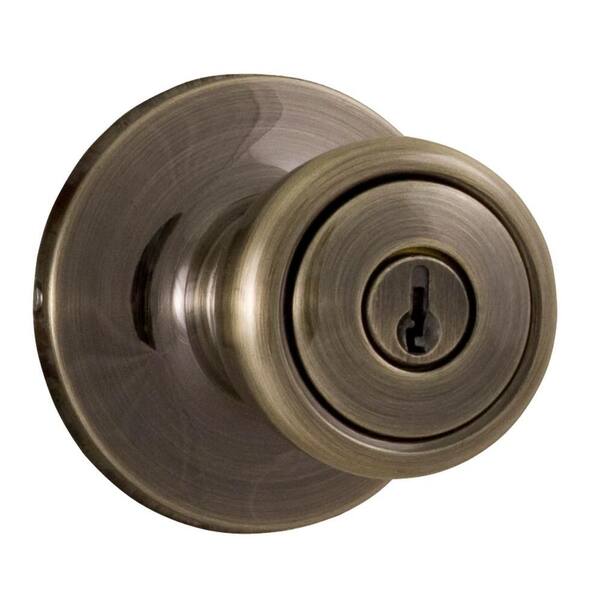 Weslock Reliant Keyed Entry Tulip Knob in Antique Brass-DISCONTINUED