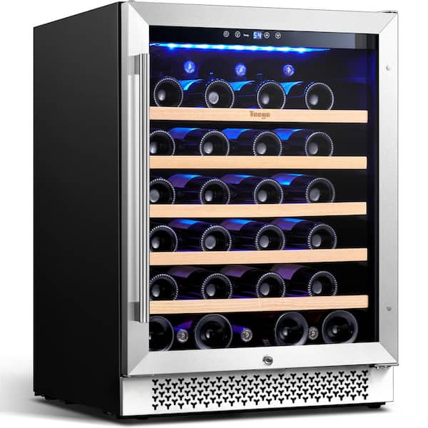 Yeego 24 in. Single Zone 52-Bottles Built-In Wine Cooler Refrigerator with Safety Lock and 5 Removable Shelves