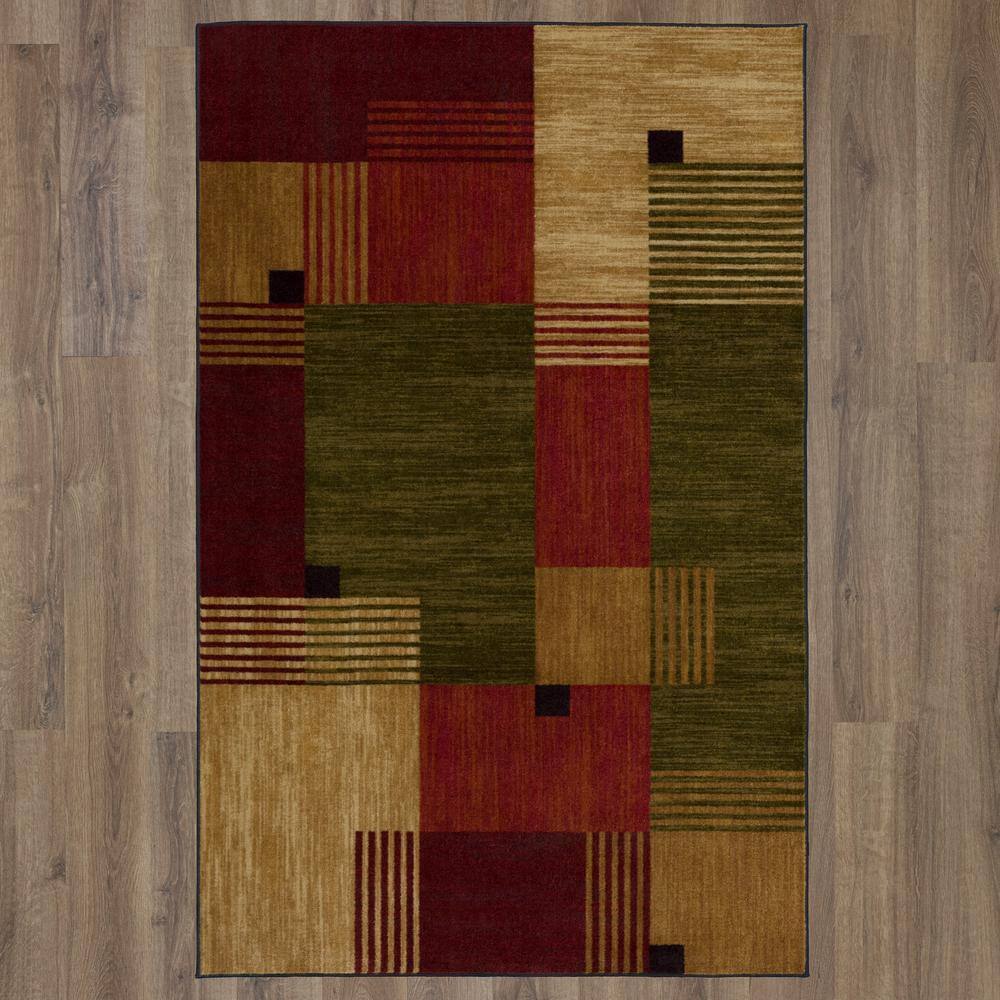 Multicolor Geometric Tufted Synthetic 6' x 9' Area Rug