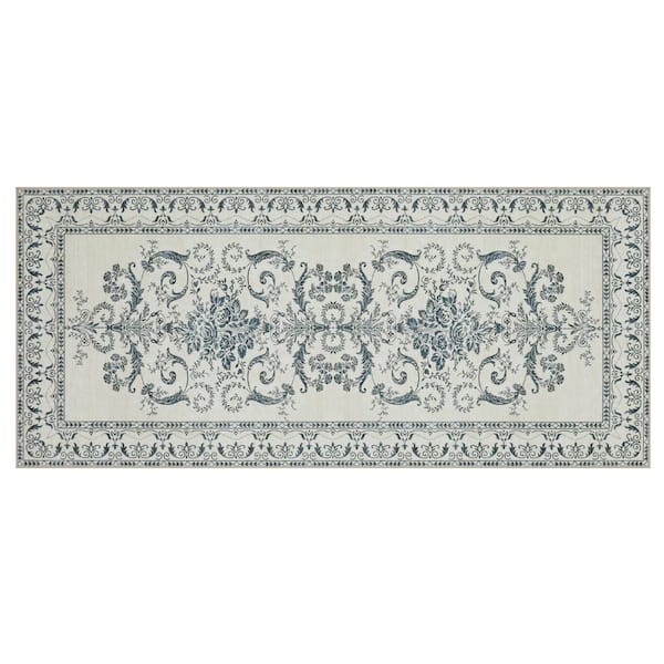 Josette Medallion Chenille Sea Spray Blue 2 ft. x 5 ft. Polyester Runner Rug
