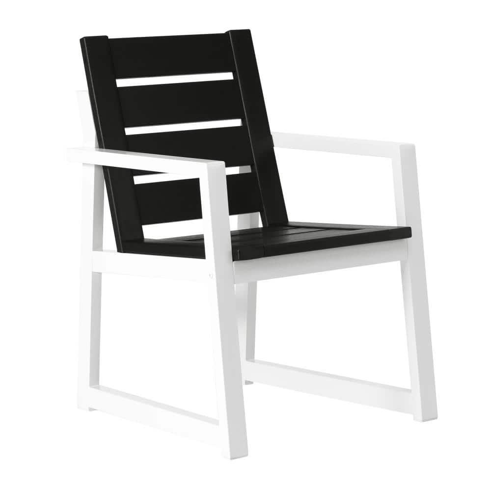 Collingswood Outdoor Patio Plastic All Weather Two-Tone Dining Arm Chair, Black price history on PriceWatchPro