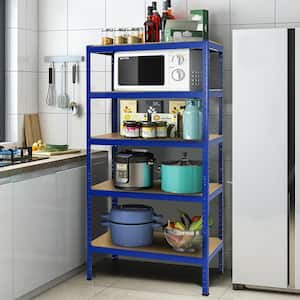 2-Pieces72 in. Heavy Duty Steel 5 Level Garage Shelf Storage Adjustable Shelves Blue