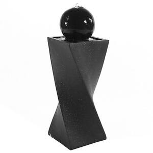 29-3/4 in. Black Ball Solar with Battery Backup Outdoor Cascade Fountain with LED Light (3-Pieces)