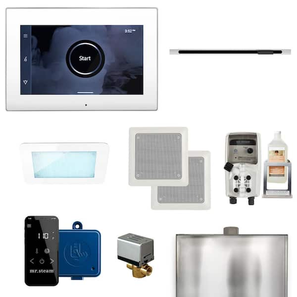 Mr.Steam XDream Linear Steam Generator Control Kit with iSteamX Control and Linear SteamHead in White Polished Chrome