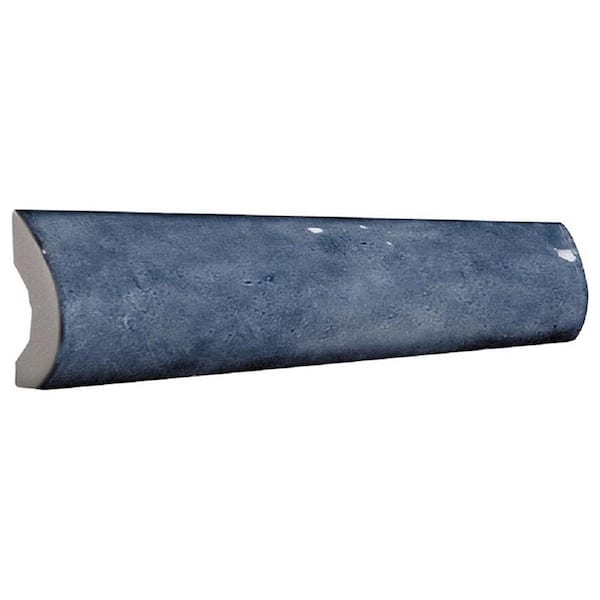 Chateau 1 in. x 8 in. Blue Ceramic Glossy Pencil Bullnose Tile Trim (0.556 sq. ft./case) (10-pack)