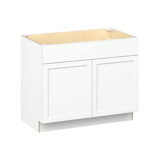 Emerson Pure White Base Sink Base with 2-Door Ready to Assemble Kitchen Cabinet (42 in. W x 34.5 in. H x 24-in. D)